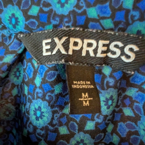 Express Blue High Neck Sleeveless Tank Top - Picture 2 of 12